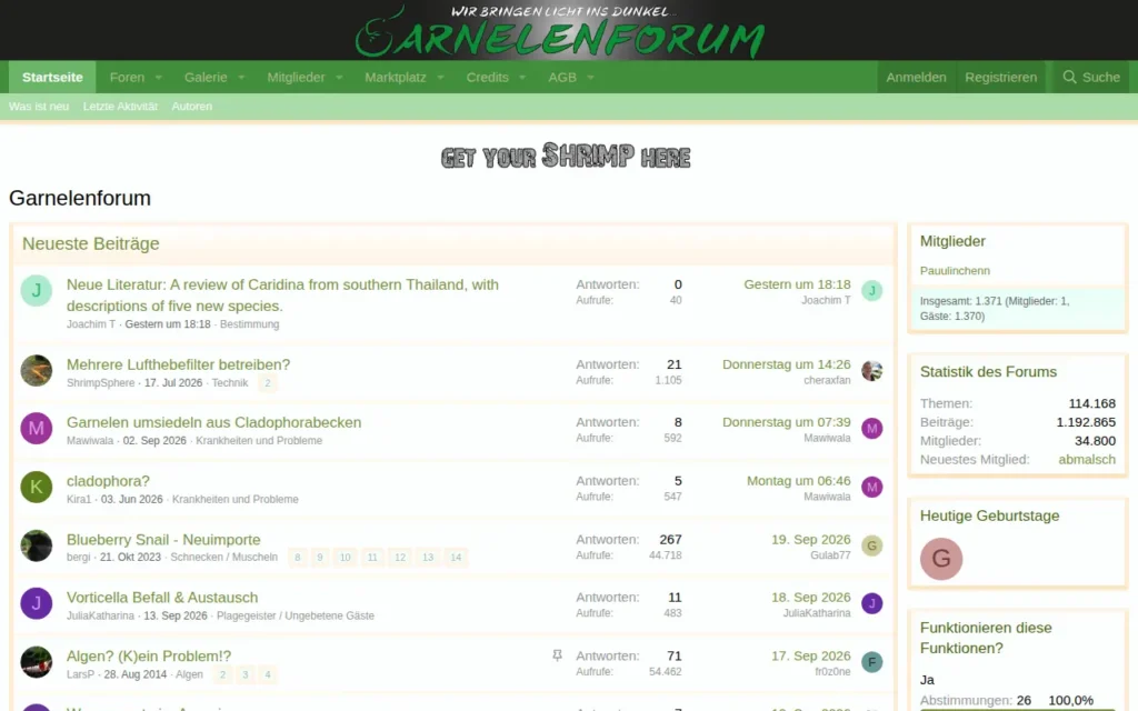 Startseite von Garnelenforum