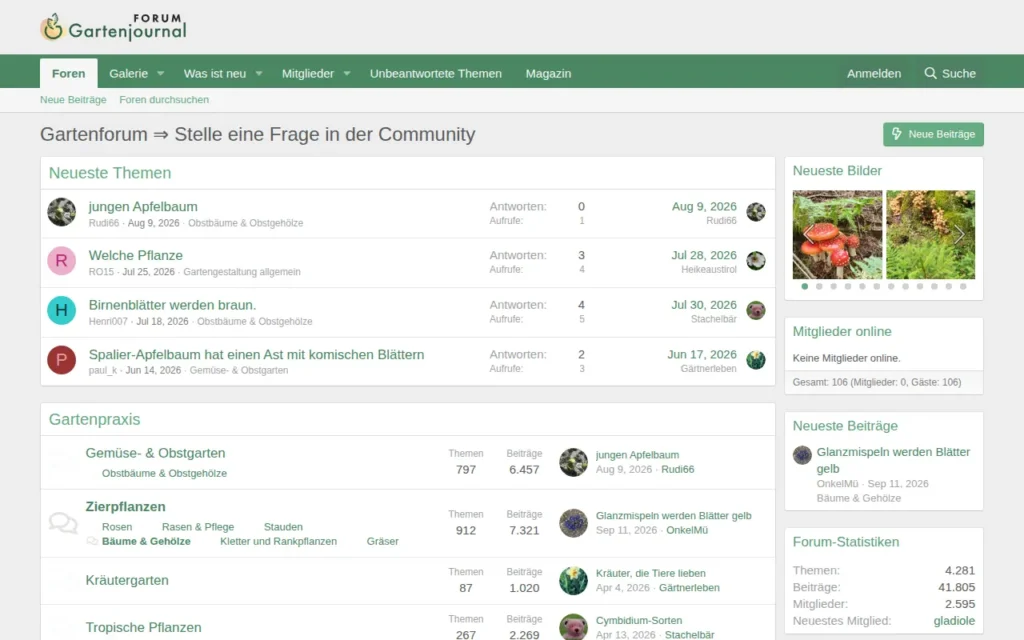 Startseite von Gartenforum von Gartenjournal