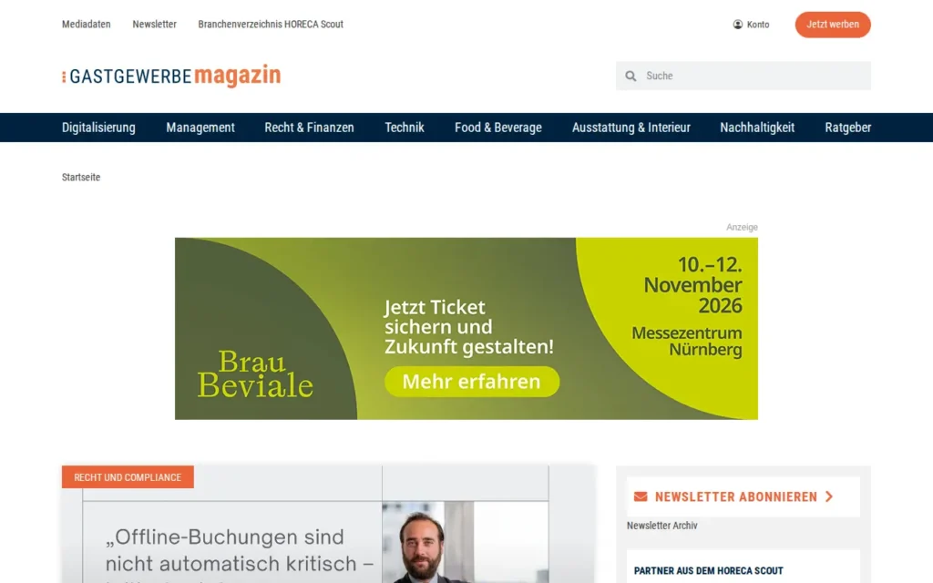 Startseite von gastgewerbe-magazin