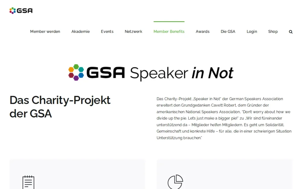 Startseite von German Speakers Association – Mitgliederverzeichnis