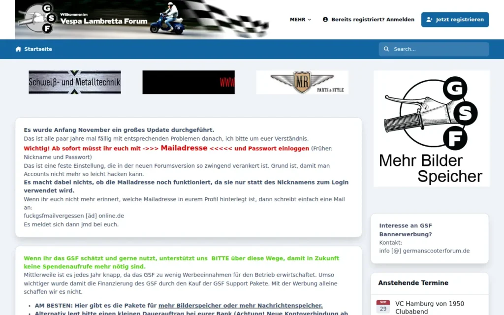 Startseite von GSF – Das Vespa Lambretta Forum