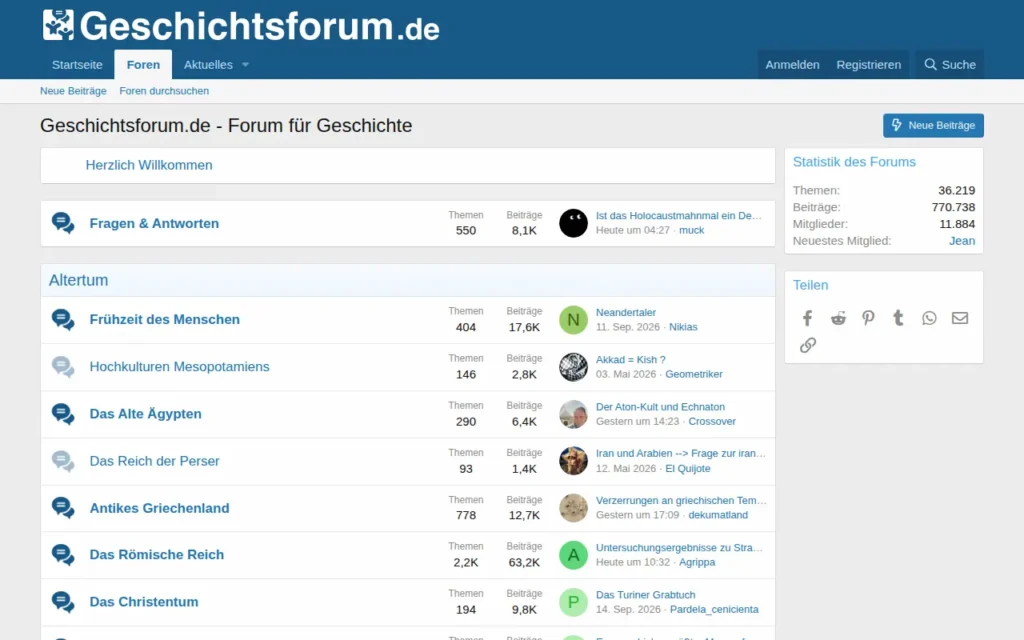 Startseite von Geschichtsforum.de