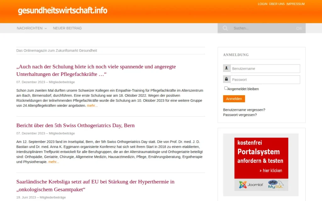 Startseite von Gesundheitswirtschaft