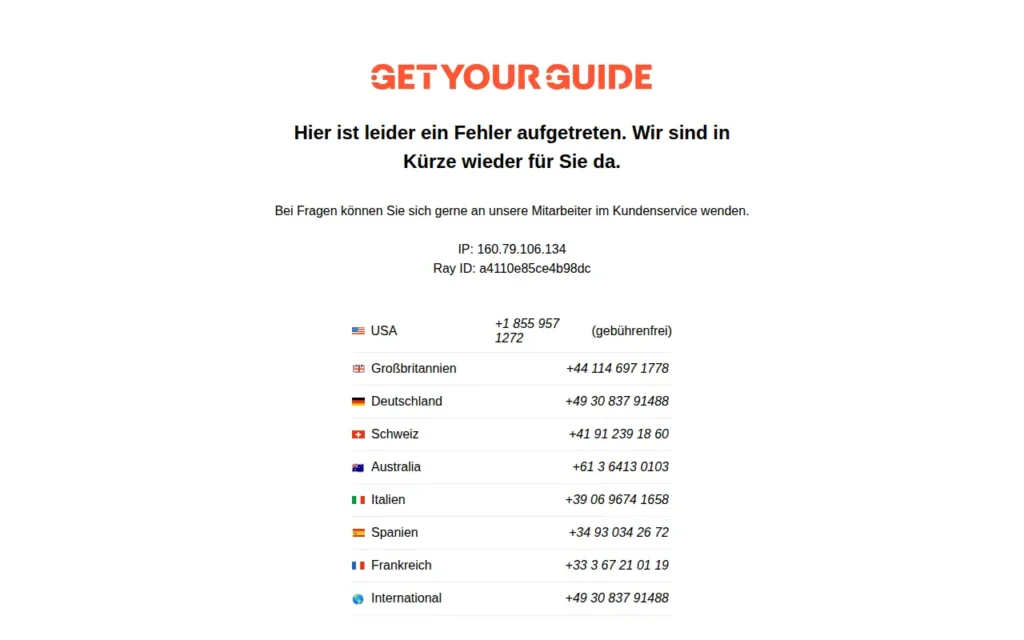 Startseite von GetYourGuide
