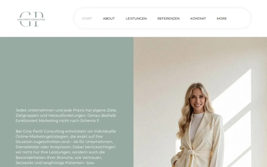 Startseite von Gina Pariti Consulting