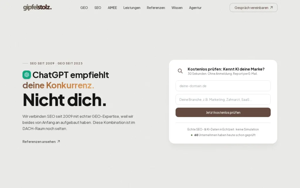 Startseite von Gipfelstolz GmbH