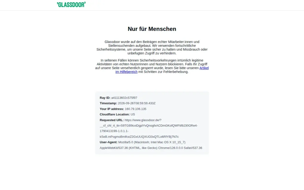 Startseite von Glassdoor