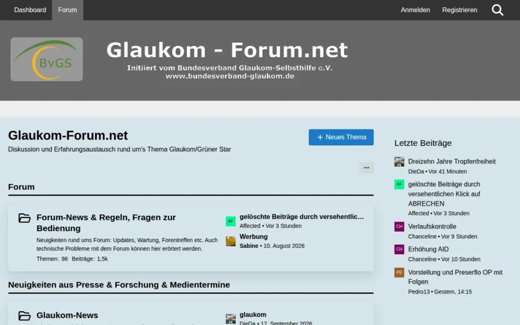 Startseite von Glaukom-Forum.net