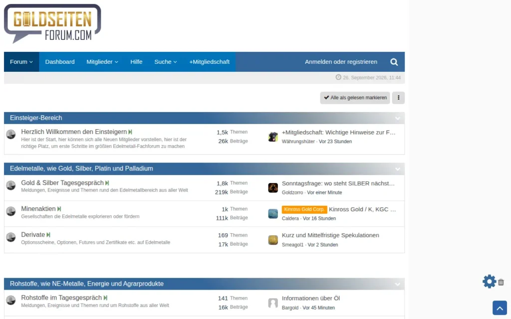 Startseite von Goldseiten-Forum
