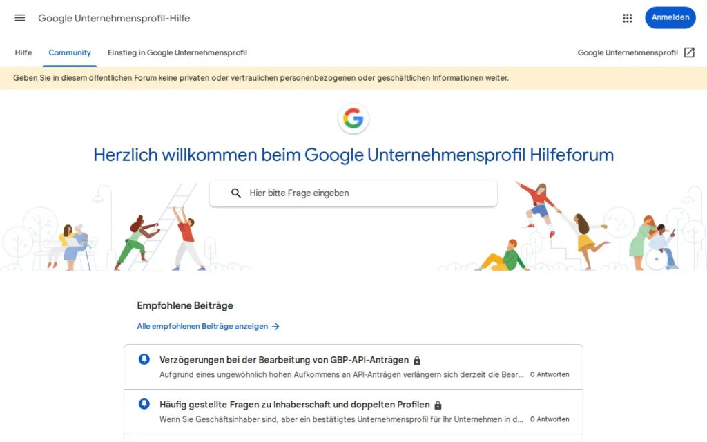 Startseite von Google Unternehmensprofil-Community (Deutsch)