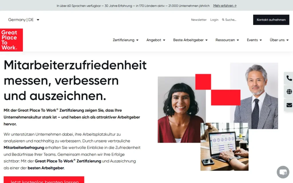 Startseite von Great Place to Work – Zertifizierte Arbeitgeber