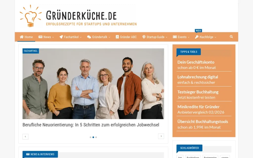 Startseite von Gründerküche