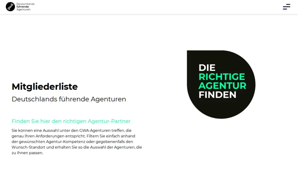 Startseite von GWA Mitgliederliste
