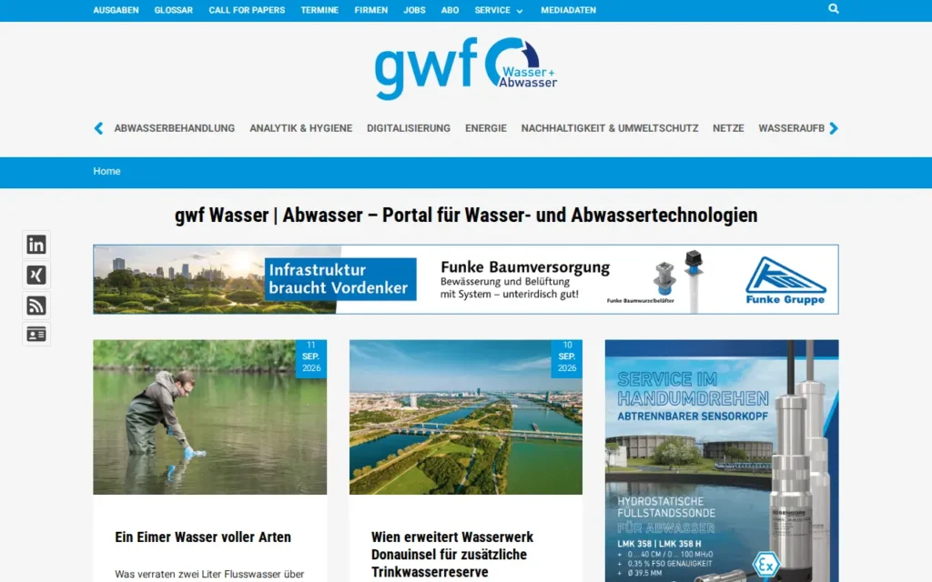Startseite von gwf Wasser|Abwasser