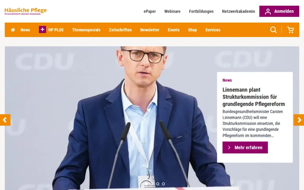 Startseite von Häusliche Pflege