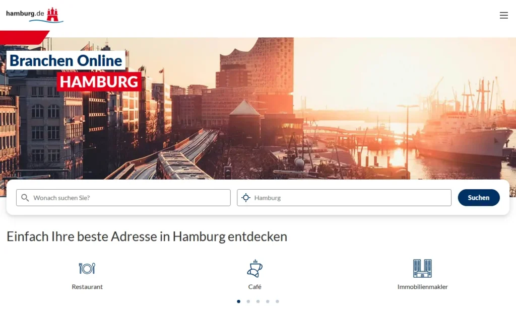 Startseite von hamburg.de Branchenbuch