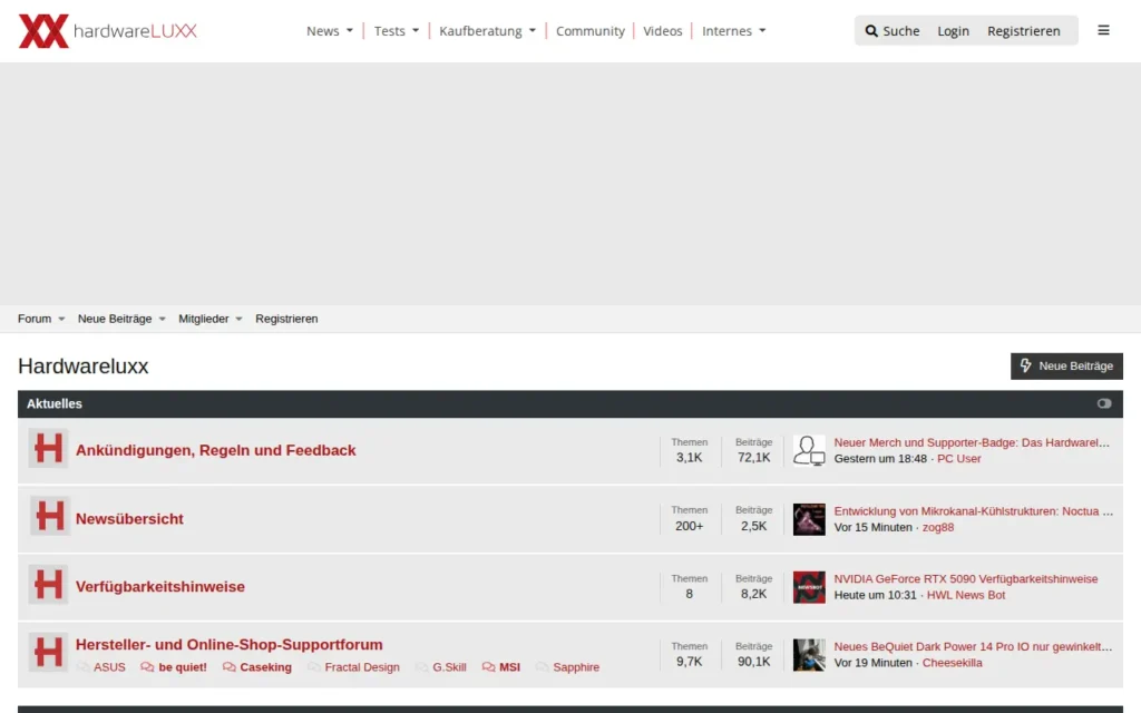 Startseite von Hardwareluxx Forum (Forumdeluxx)