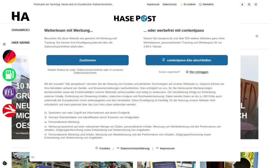 Startseite von HASEPOST