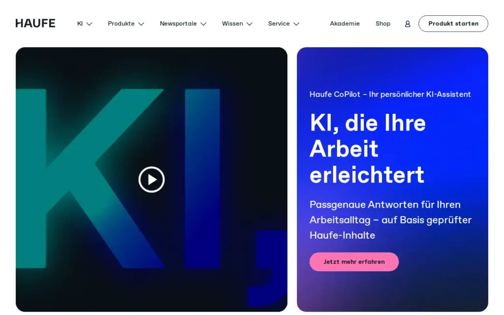 Startseite von Haufe Online