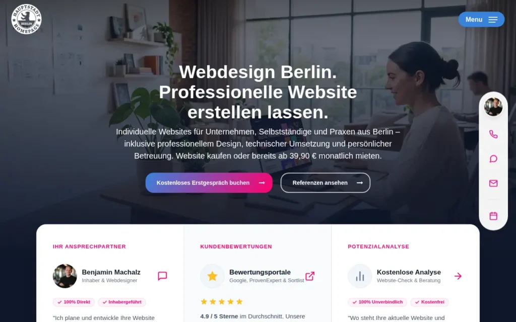 Startseite von Hauptstadt Homepage (Rocket Website GmbH)