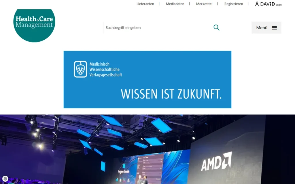 Startseite von Health&Care Management