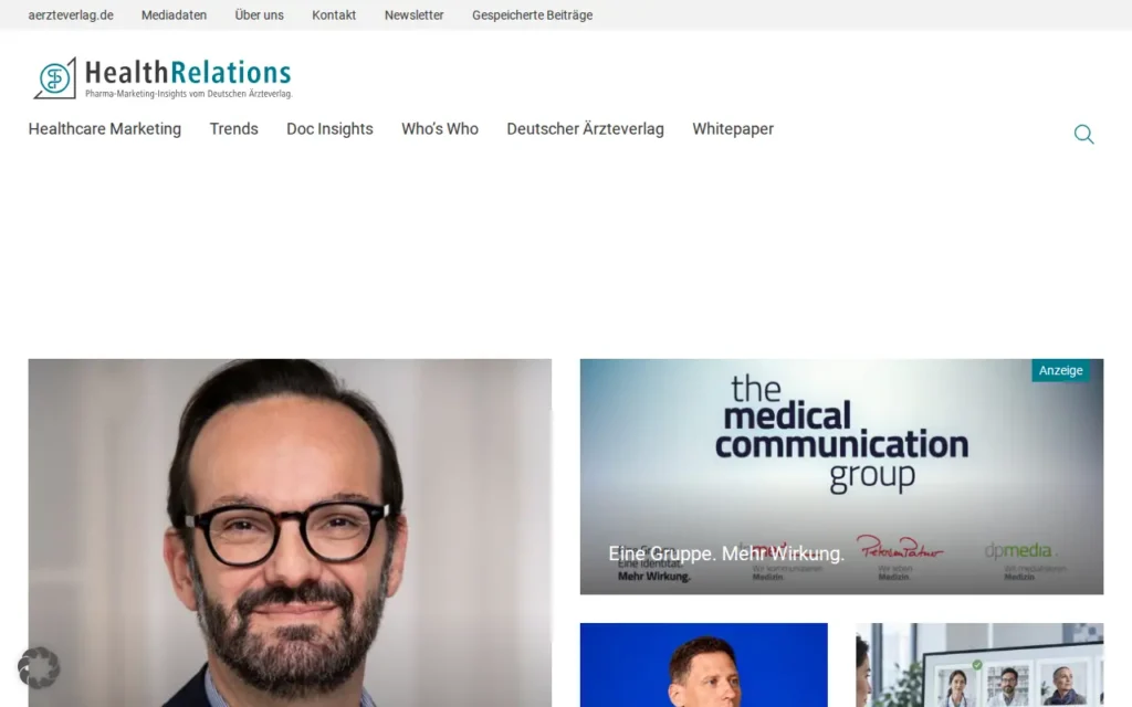 Startseite von Health Relations