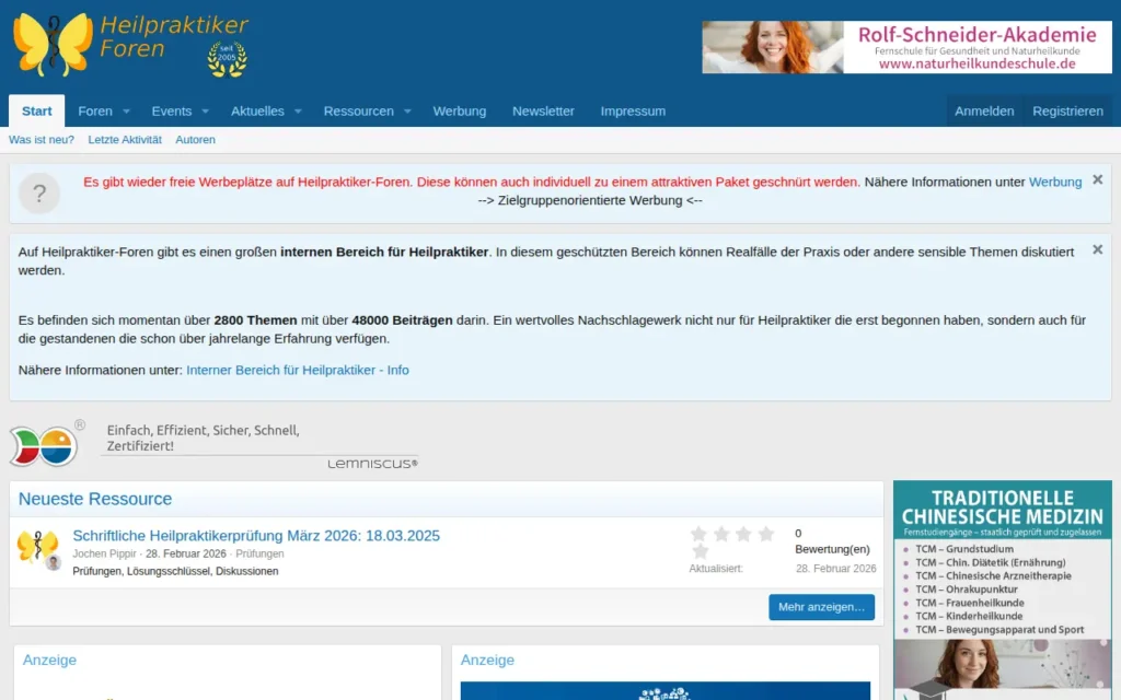 Startseite von Heilpraktiker Foren