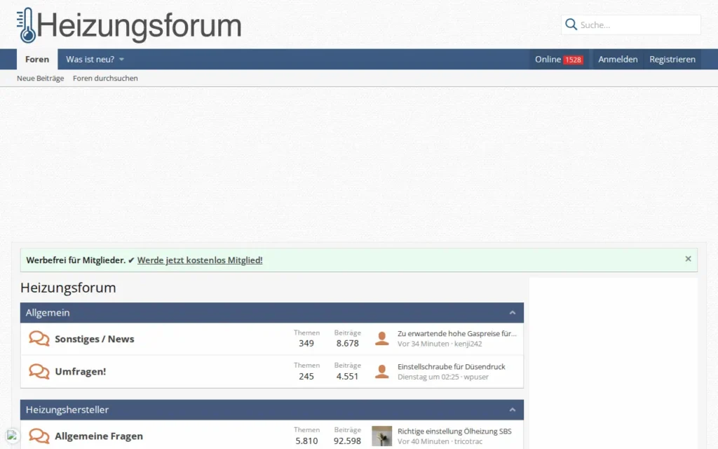 Startseite von Heizungsforum