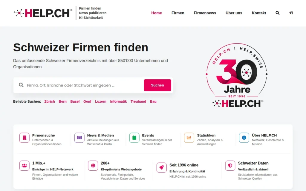 Startseite von HELP.CH