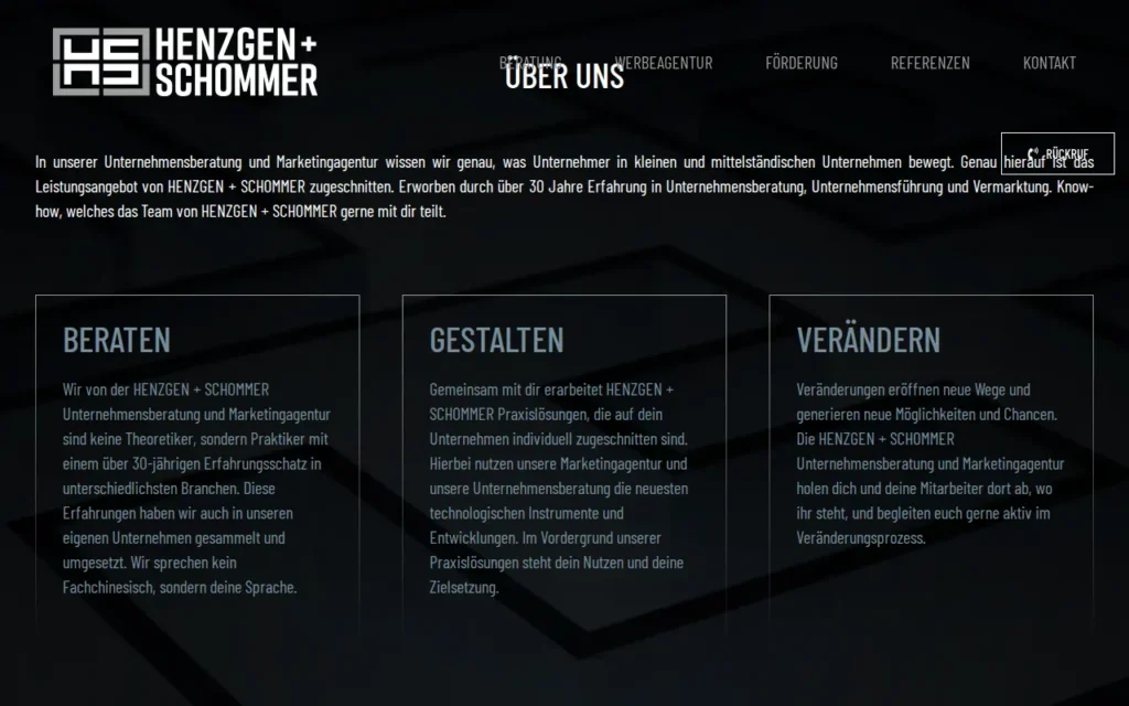 Startseite von HENZGEN + SCHOMMER consult GmbH