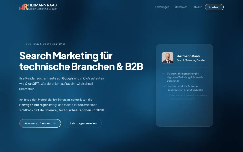 Startseite von Hermann Raab – Search Marketing Berater