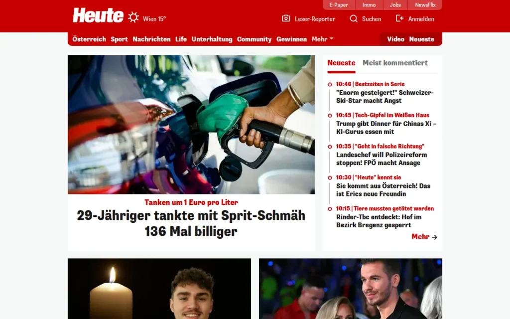 Startseite von Heute / Heute.at