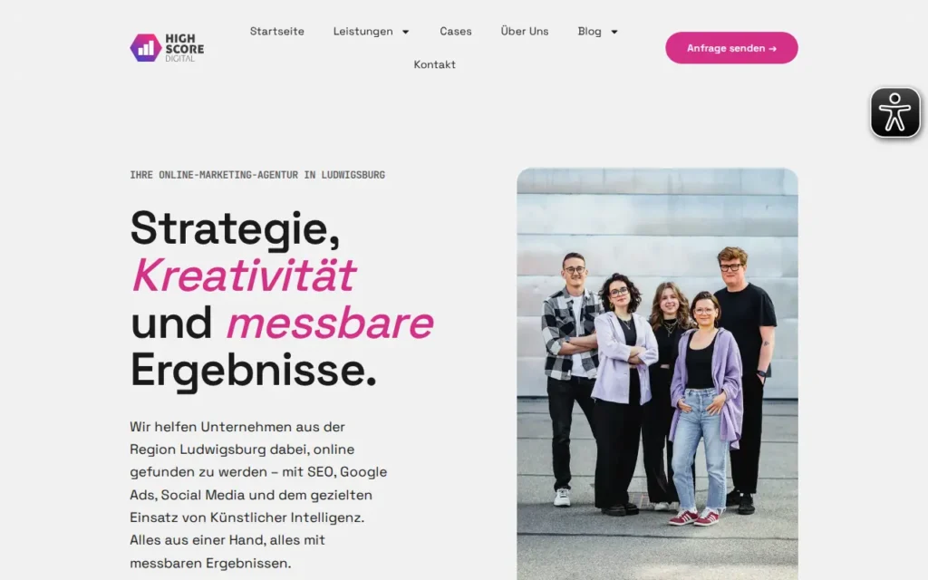 Startseite von Highscore Digital