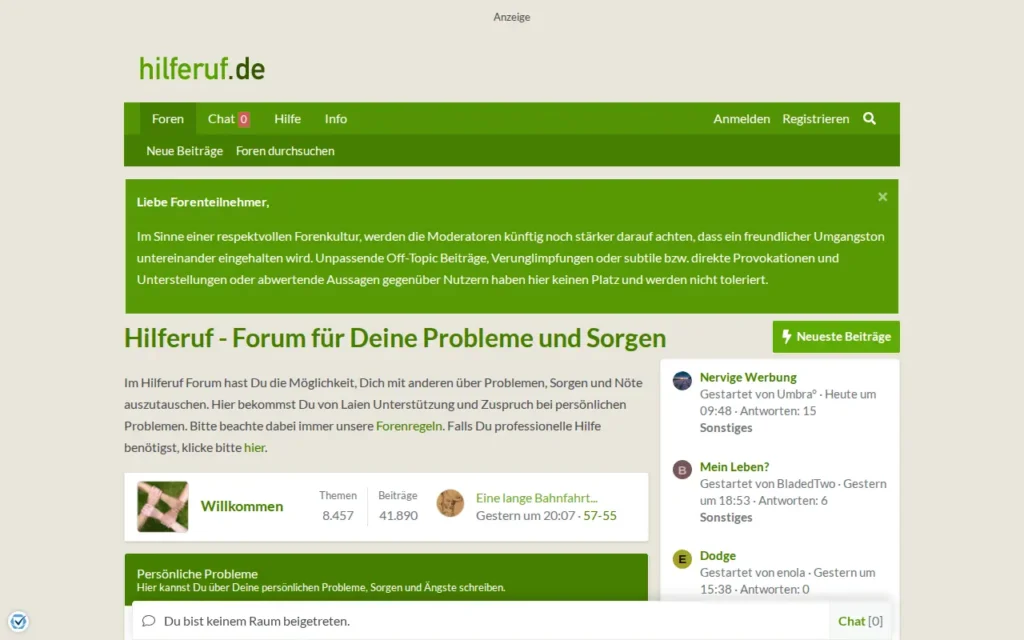 Startseite von Hilferuf.de