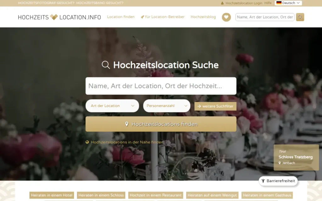 Startseite von hochzeits-location.info