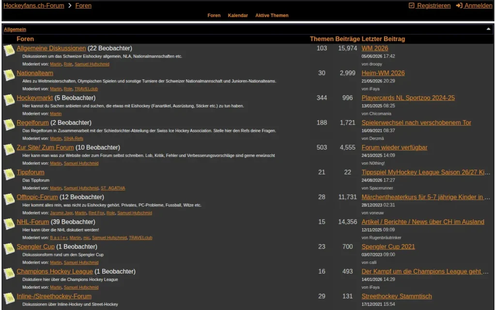 Startseite von Hockeyfans.ch-Forum