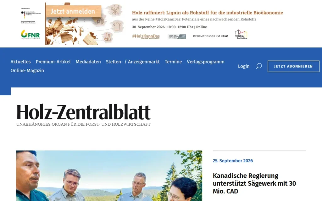 Startseite von Holz-Zentralblatt