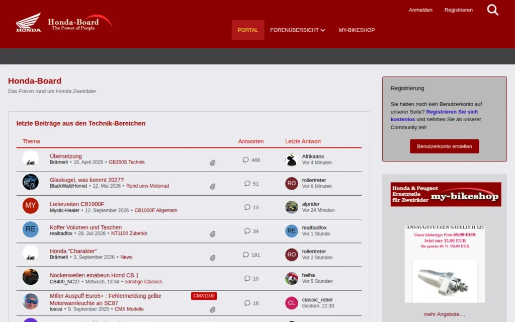 Startseite von Honda-Board