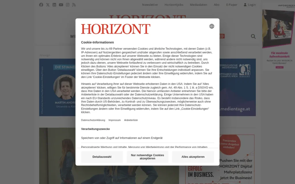 Startseite von HORIZONT Österreich