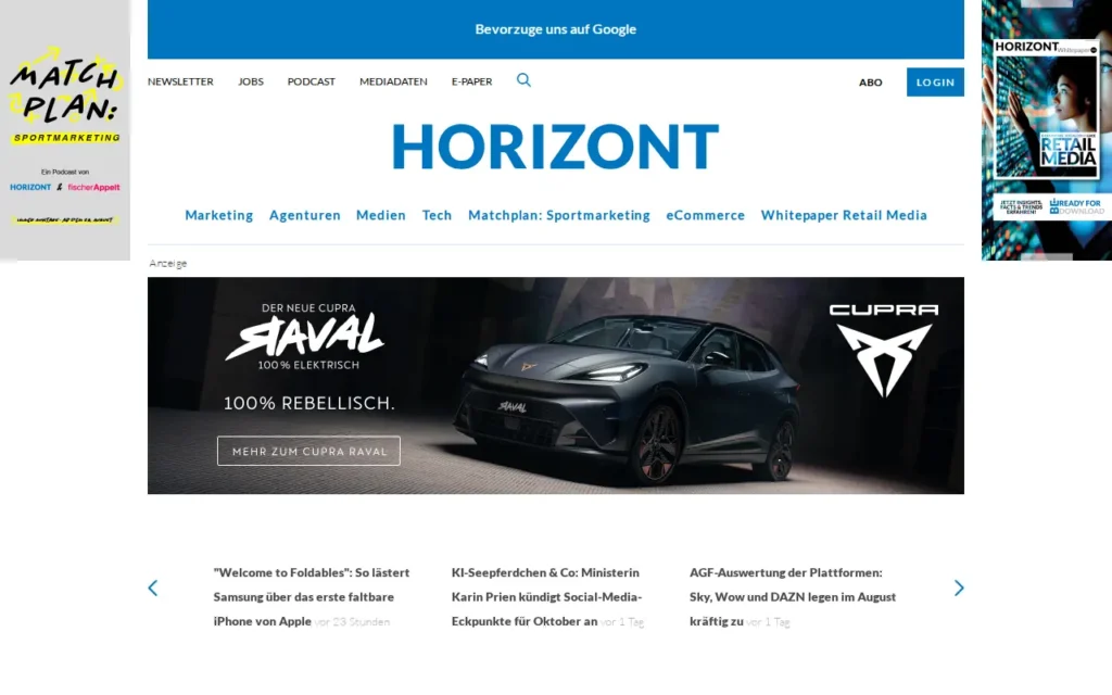 Startseite von HORIZONT