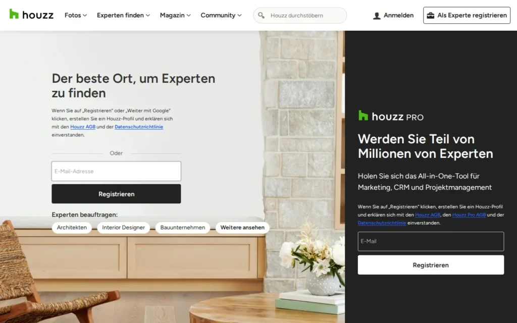 Startseite von Houzz