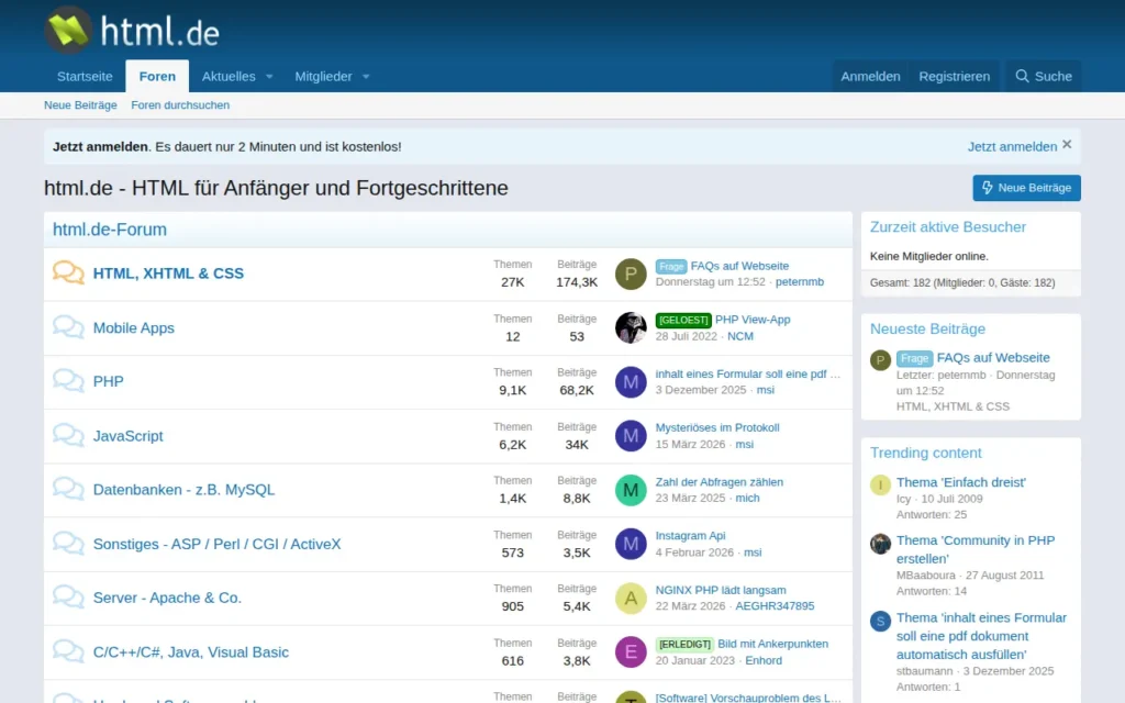Startseite von html.de