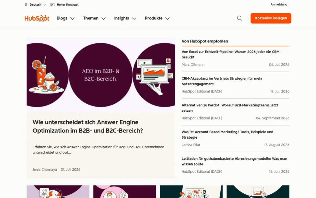 Startseite von HubSpot-Blog (deutsch)