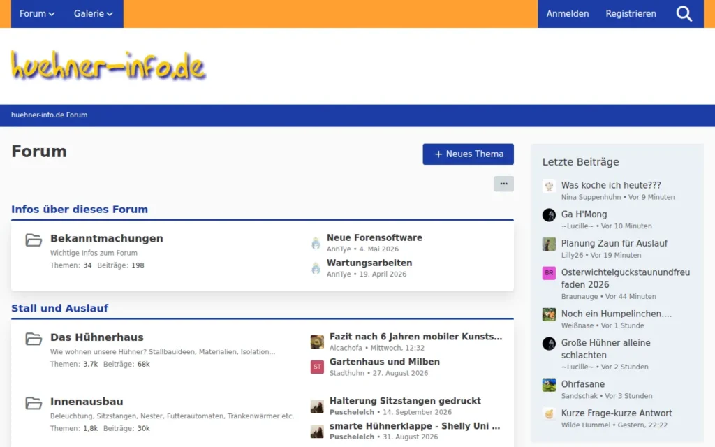 Startseite von huehner-info.de Forum