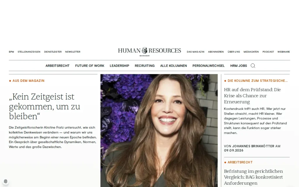 Startseite von Human Resources Manager