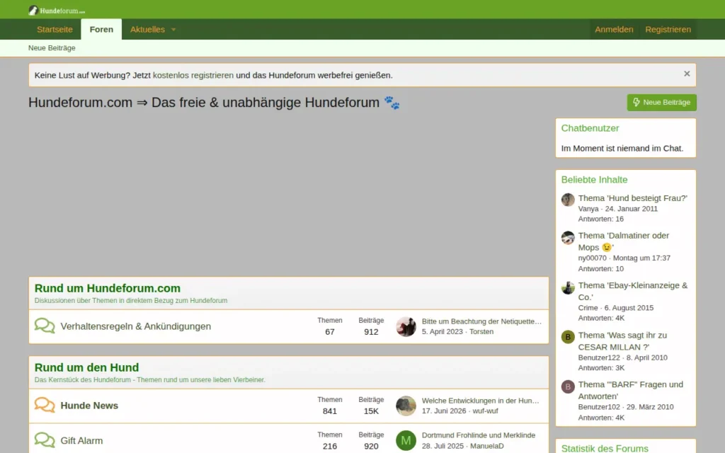 Startseite von Hundeforum.com