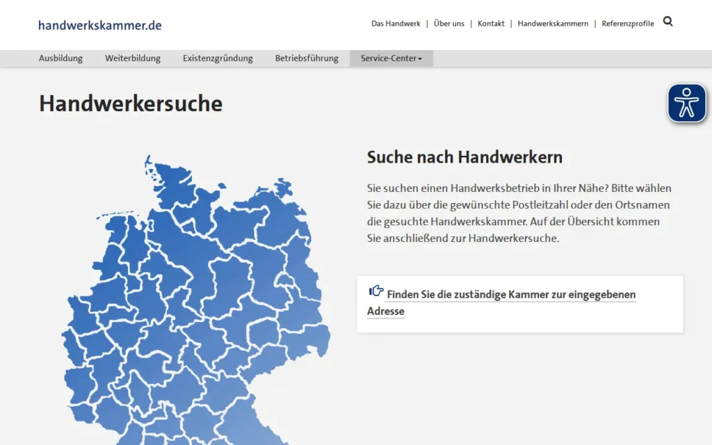 Startseite von Handwerkskammer-Handwerkersuche