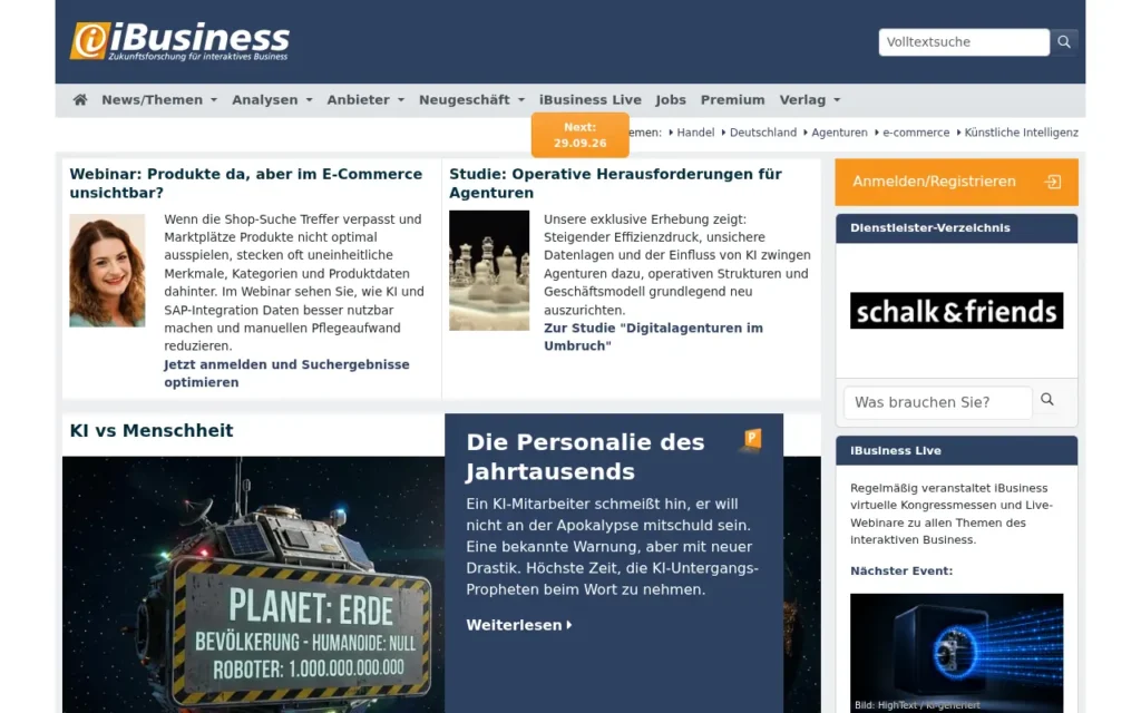 Startseite von iBusiness
