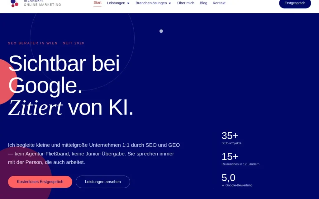 Startseite von Ielanskyi Online Marketing
