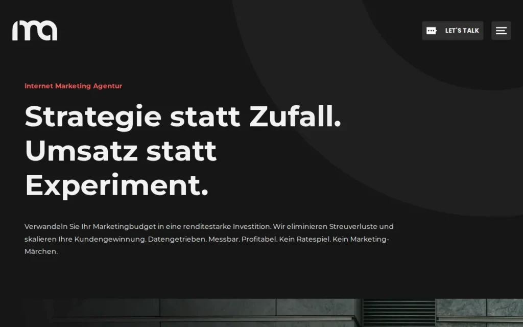 Startseite von IMA GmbH · Marketing & Consulting